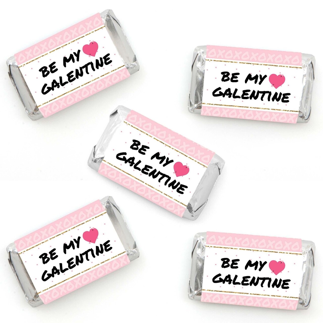 Big Dot of Happiness Be My Galentine - Mini Candy Bar Wrapper Stickers - Galentine’s and Valentine’s Day Party Small Favors - 40 Count